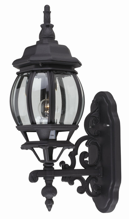 Francisco 1-Light Wall Lantern in Black with Clear Beveled Glass
