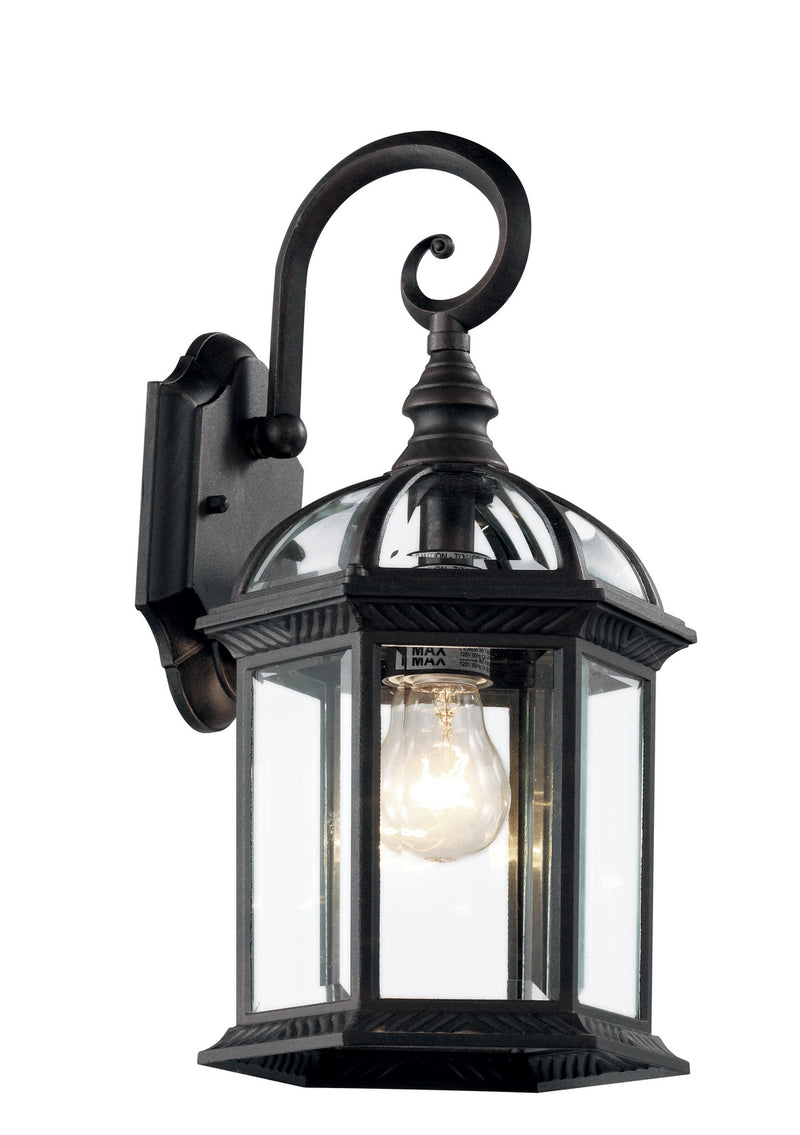 Wentworth 1-Light Wall Lantern in Black with Clear Beveled Glass
