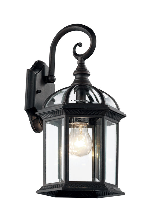 Wentworth 1-Light Wall Lantern in Black with Clear Beveled Glass