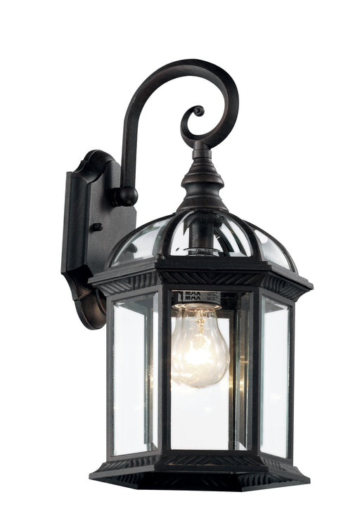 Wentworth 1-Light Wall Lantern in Black with Clear Beveled Glass