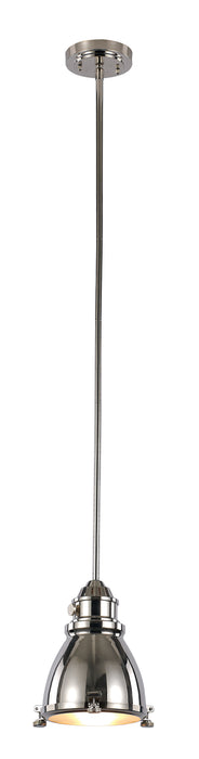 Performance 1-Light Pendant in Polished Nickel with Frosted Glass Pattern Glass