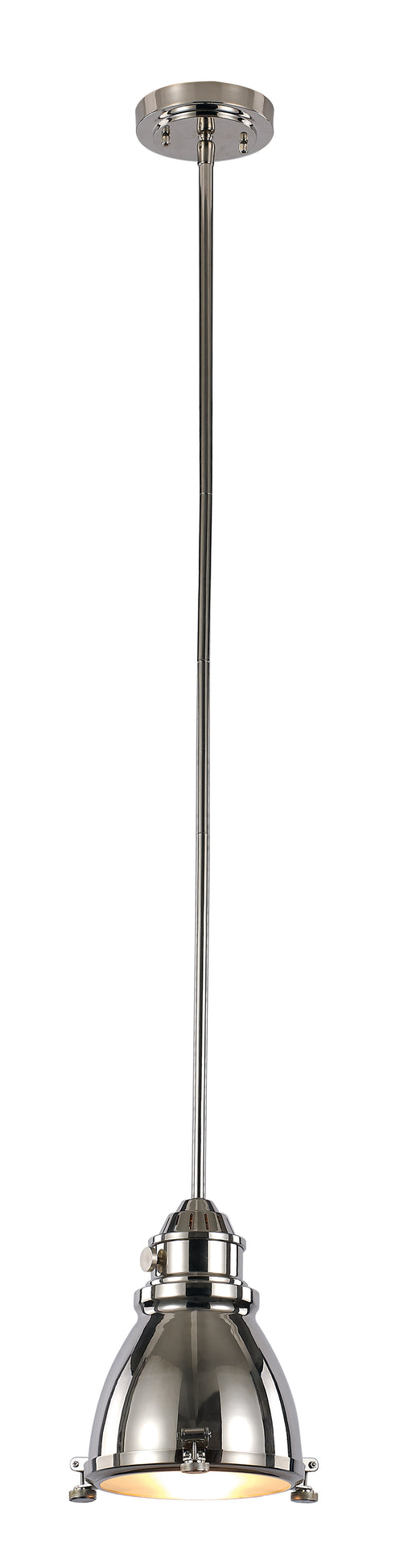 Performance 1-Light Pendant in Polished Nickel with Frosted Glass Pattern Glass