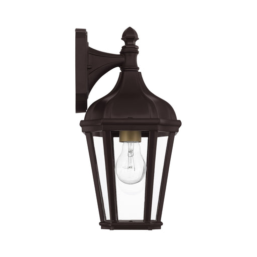 Morgan Small Hanging Outdoor Wall Lantern in Bronze with Antique Gold Finish Cluster