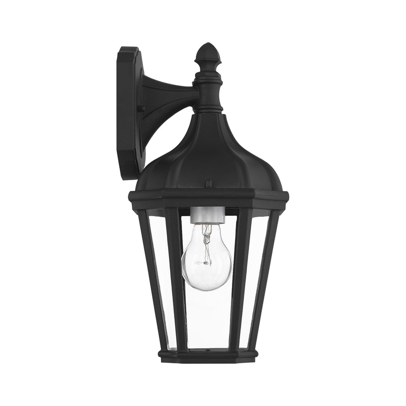 Morgan Small Hanging Outdoor Wall Lantern in Textured Black with Antique Silver Finish Cluster