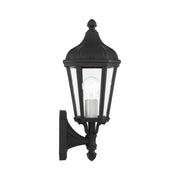 Morgan Small Upright Outdoor Wall Lantern in Textured Black with Antique Silver Finish Cluster