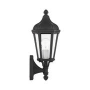 Morgan Small Upright Outdoor Wall Lantern in Textured Black with Antique Silver Finish Cluster
