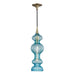 Pomfret 1 Light Pendant With Blue Glass in Aged Brass with Blue Glass
