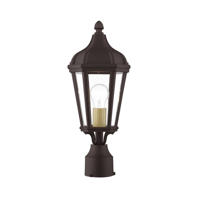 Morgan Small Outdoor Post Light in Bronze with Antique Gold Finish Cluster