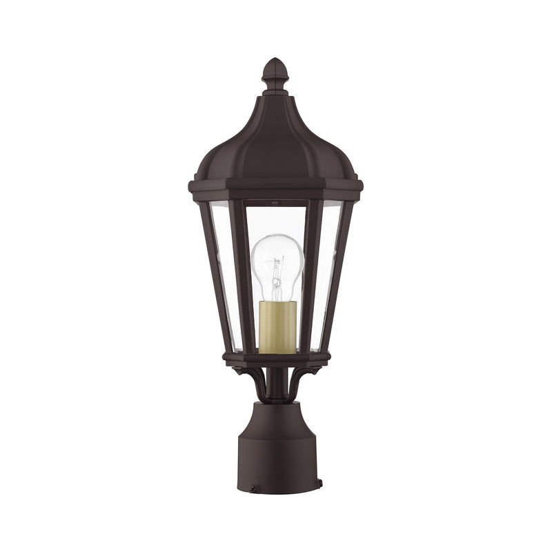 Morgan Small Outdoor Post Light in Bronze with Antique Gold Finish Cluster