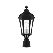 Morgan Small Outdoor Post Light in Textured Black with Antique Silver Finish Cluster
