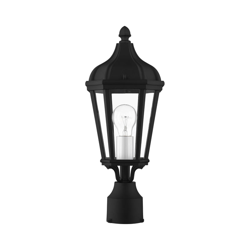 Morgan Small Outdoor Post Light in Textured Black with Antique Silver Finish Cluster
