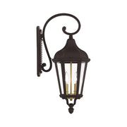 Morgan 2-Light Medium Outdoor Wall Lantern in Bronze with Antique Gold Finish Cluster