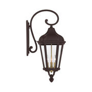 Morgan 3-Light Large Outdoor Wall Lantern in Bronze with Antique Gold Finish Cluster