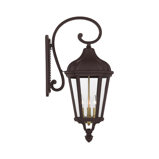 Morgan 3-Light Large Outdoor Wall Lantern in Bronze with Antique Gold Finish Cluster