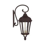 Morgan 3-Light Large Outdoor Wall Lantern in Bronze with Antique Gold Finish Cluster