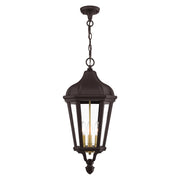 Morgan 3-Light Large Outdoor Pendant Lantern in Bronze with Antique Gold Finish Cluster