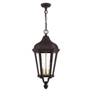 Morgan 3-Light Large Outdoor Pendant Lantern in Bronze with Antique Gold Finish Cluster
