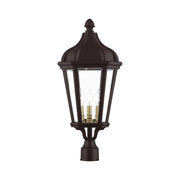 Morgan 3-Light Large Outdoor Post Light in Bronze with Antique Gold Finish Cluster