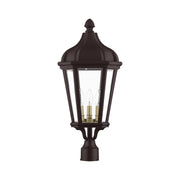 Morgan 3-Light Large Outdoor Post Light in Bronze with Antique Gold Finish Cluster