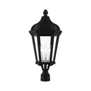 Morgan 3-Light Large Outdoor Post Light in Textured Black with Antique Silver Finish Cluster