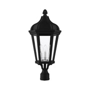 Morgan 3-Light Large Outdoor Post Light in Textured Black with Antique Silver Finish Cluster