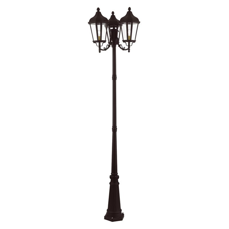 Morgan 3-Light Outdoor Post Light in Bronze with Antique Gold Finish Cluster