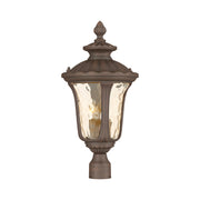 Oxford 3-Light Large Outdoor Post Light with Light Amber Water Glass in Hand Applied Imperial Bronze