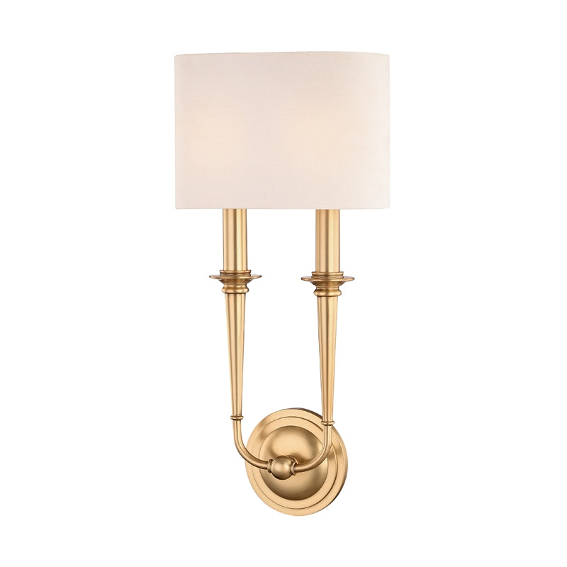 Lourdes 2 Light Wall Sconce in Aged Brass