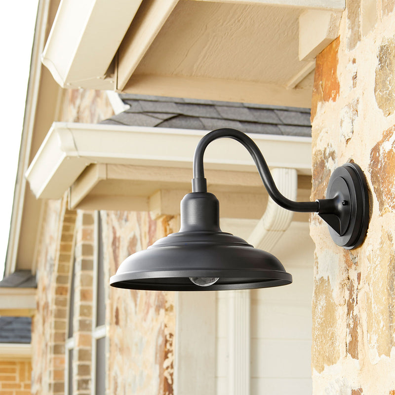 Farmhouse 11" Outdoor Barn Light in Textured Black