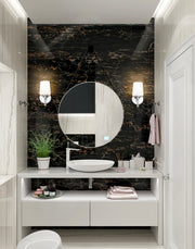 Henri 1 Light 6.5" Vanity in Chrome in a room setting