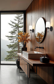 Henri 1 Light 6.5" Vanity in Matte Black in a room setting