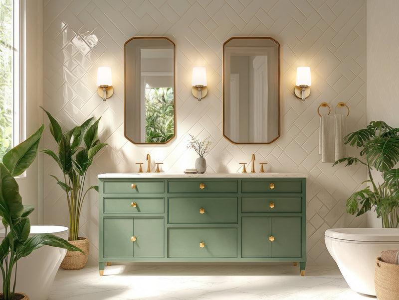 Henri 1 Light 6.5" Vanity in Modern Gold in a room setting