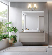 Henri 2 Light 14" Vanity in Brushed Nickel in a room setting