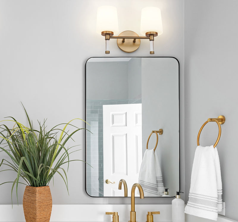 Henri 2 Light 14" Vanity in Modern Gold in a room setting