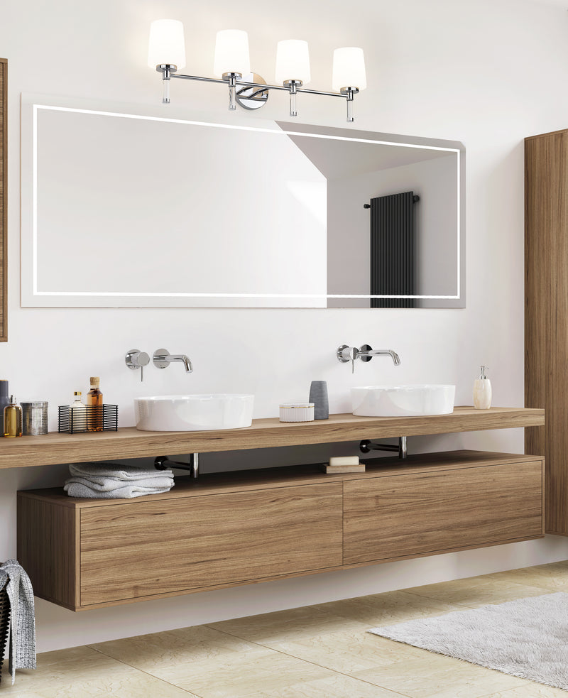 Henri 4 Light 32" Vanity in Chrome in a room setting