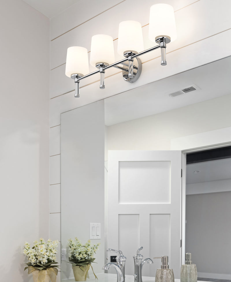 Henri 4 Light 32" Vanity in Chrome in a room setting
