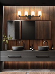 Henri 4 Light 32" Vanity in Matte Black in a room setting
