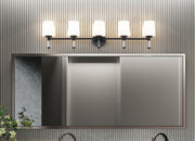 Henri 5 Light 42" Vanity in Matte Black in a room setting