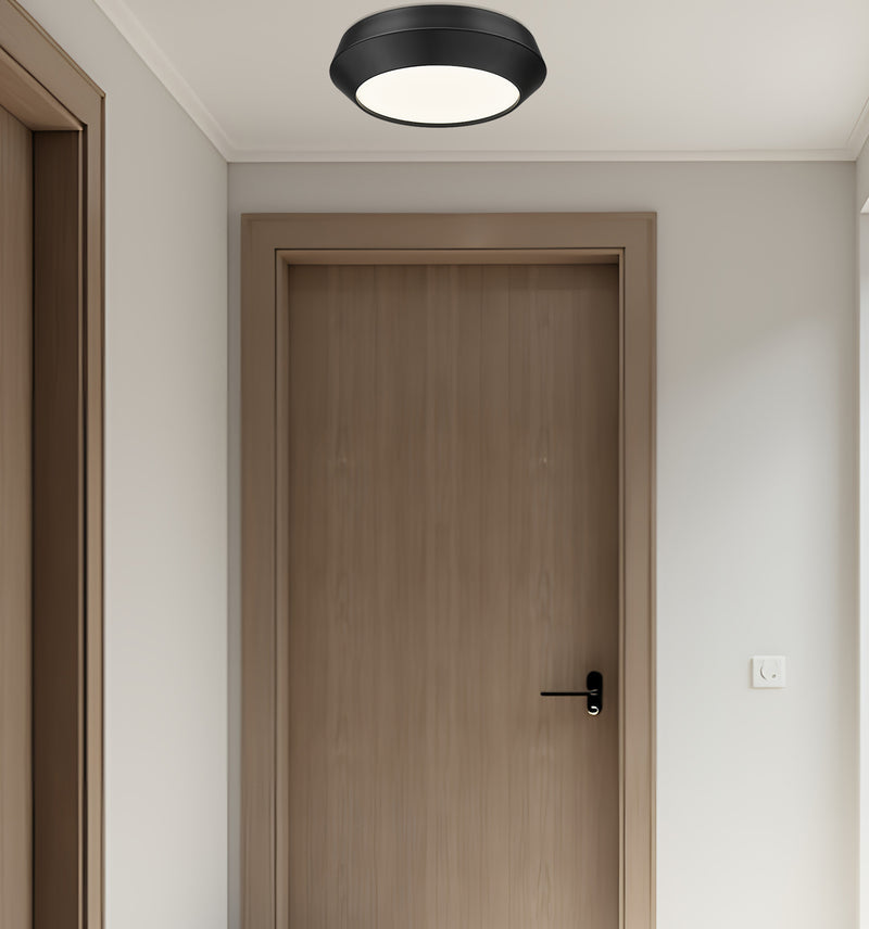 Quasars 1 Light 12" Flush Mount in Matte Black in a room setting