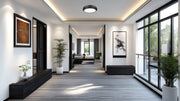 Quasars 1 Light 16" Flush Mount in Matte Black in a room setting