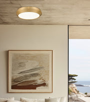 Quasars 1 Light 16" Flush Mount in Modern Gold in a room setting