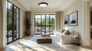 Quasars 1 Light 20" Flush Mount in Matte Black in a room setting