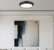 Quasars 1 Light 20" Flush Mount in Matte Black in a room setting