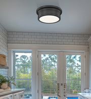 Bentley 1 Light 12" Flush Mount in Matte Black in a room setting