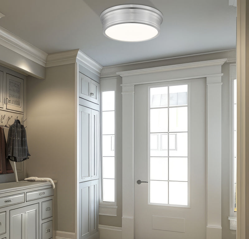 Bentley 1 Light 16" Flush Mount in Brushed Nickel in a room setting