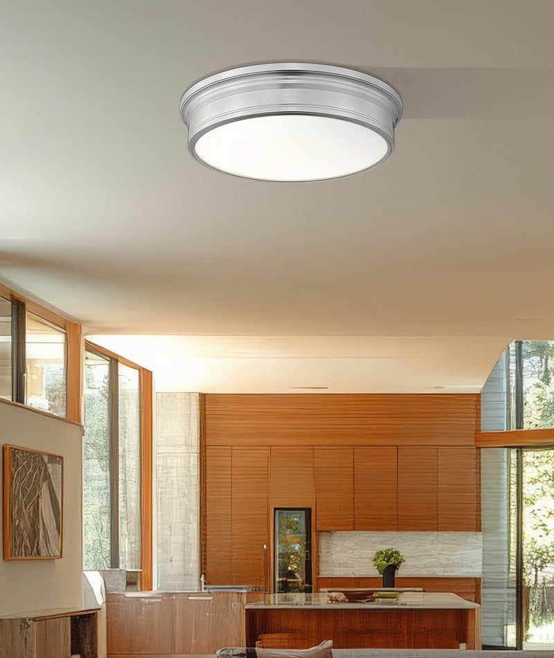 Bentley 1 Light 20" Flush Mount in Brushed Nickel in a room setting