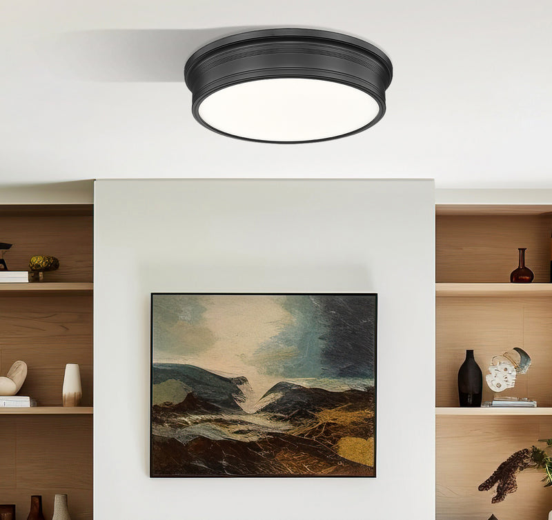 Bentley 1 Light 20" Flush Mount in Matte Black in a room setting