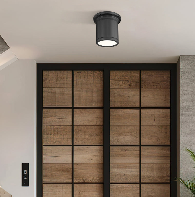 Bentley 1 Light 8" Flush Mount in Matte Black in a room setting