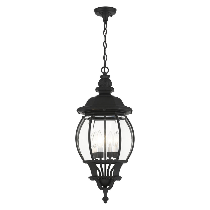 Frontenac 4-Light Large Outdoor Pendant Lantern in Textured Black