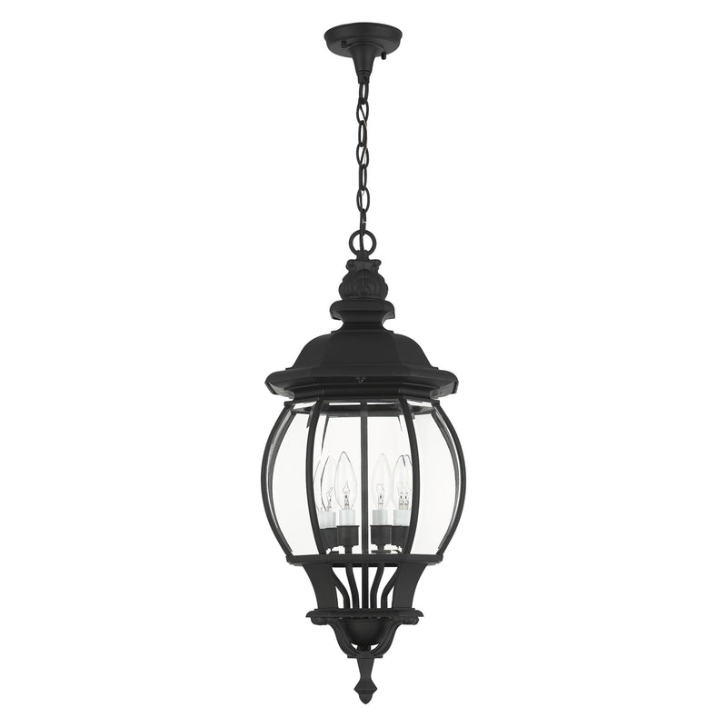 Frontenac 4-Light Large Outdoor Pendant Lantern in Textured Black